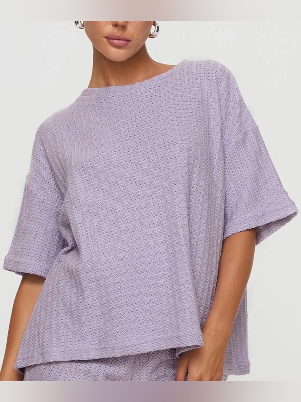Princess Polly Lavender Knit Boxy Crew Top